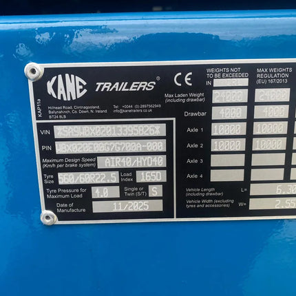 Kane 20T Halfpipe Dump Trailer